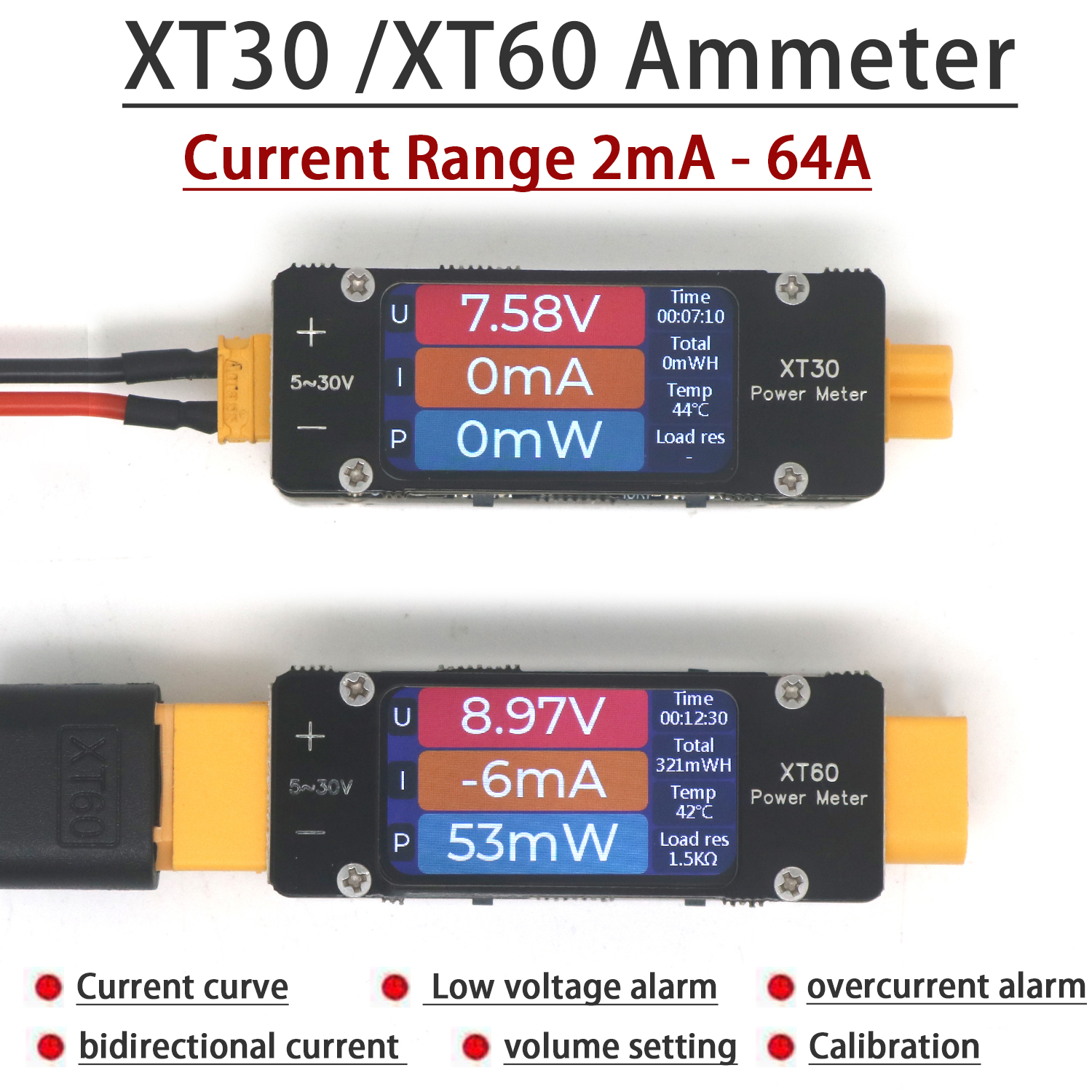 XT30 XT60 Ammeter Power Meter  – Drone Battery High Voltage recenzja i cena