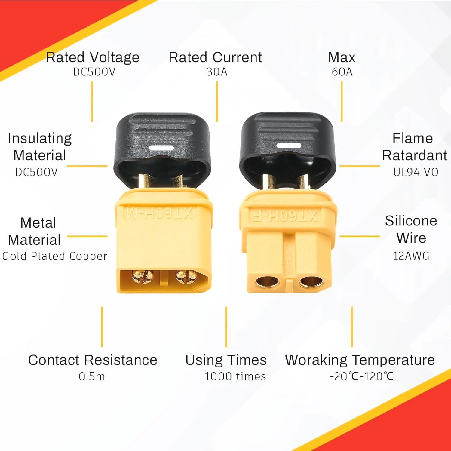 XT60 Connector Plug with Sheat – Drone Battery Connector recenzja i cena